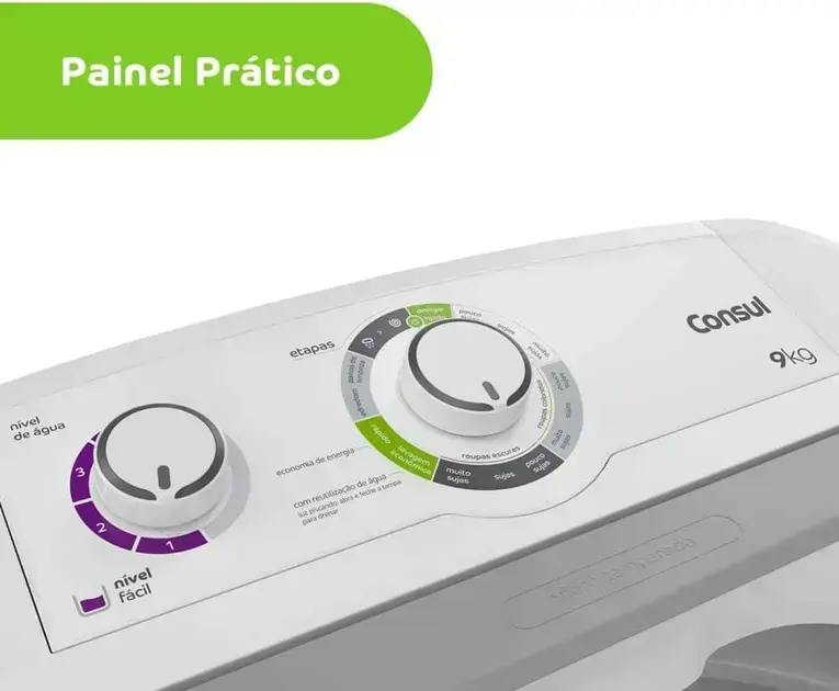 Lavadora superior com fundo branco simples, sem elementos distraídos.
