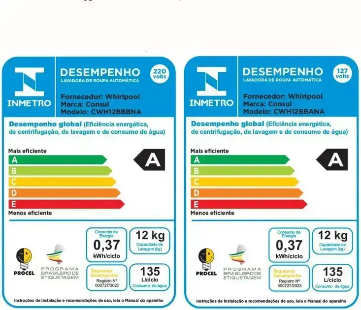 Máquina de lavar vista frontal, com fundo branco, sem elementos adicionais.